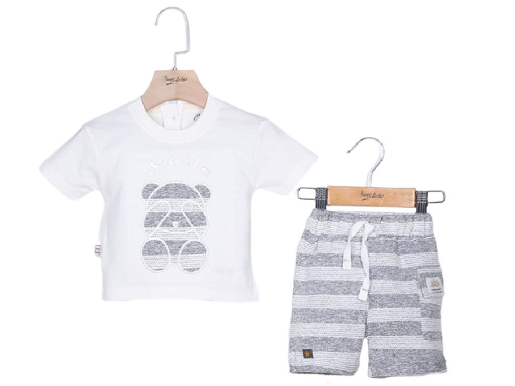 تیشرت و شلوارک راحتی رنگ طوسی طرح خرس خجالتی آی نور بیبی Inoor baby