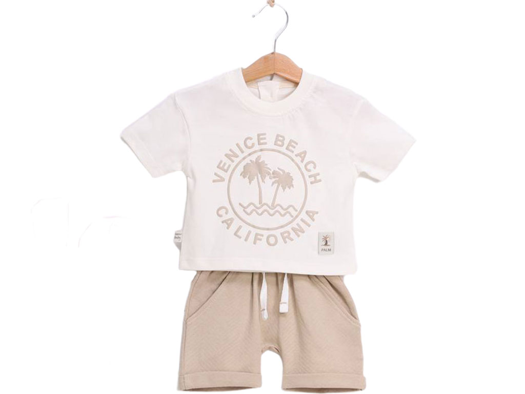 بلوز و شلواک نوزاد و کودک رنگ سفید-کرم طرح نخل آی نور بیبی Inoor baby