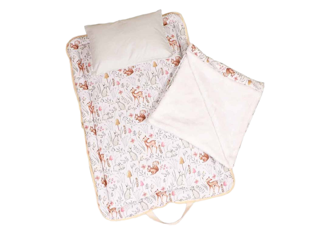 سرویس خواب دم دستی مسافرتی نوزادی مجموعه 3 عددی تشک، لحاف و بالشت با بسته بندی کیفی طرح چمنزار سبز آبی الا ELA