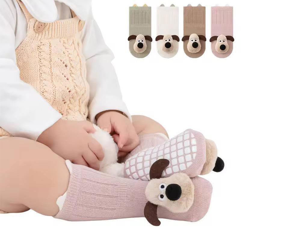 جوراب ساق دار نوزادی استپ دار عروسکی طرح سگ