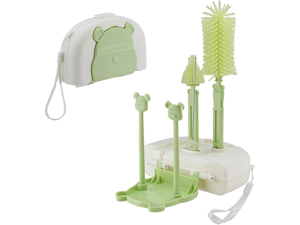 آبچکان و شیشه شور سیلیکونی قاب دار لوازم نوزاد و کودک خرس تدی