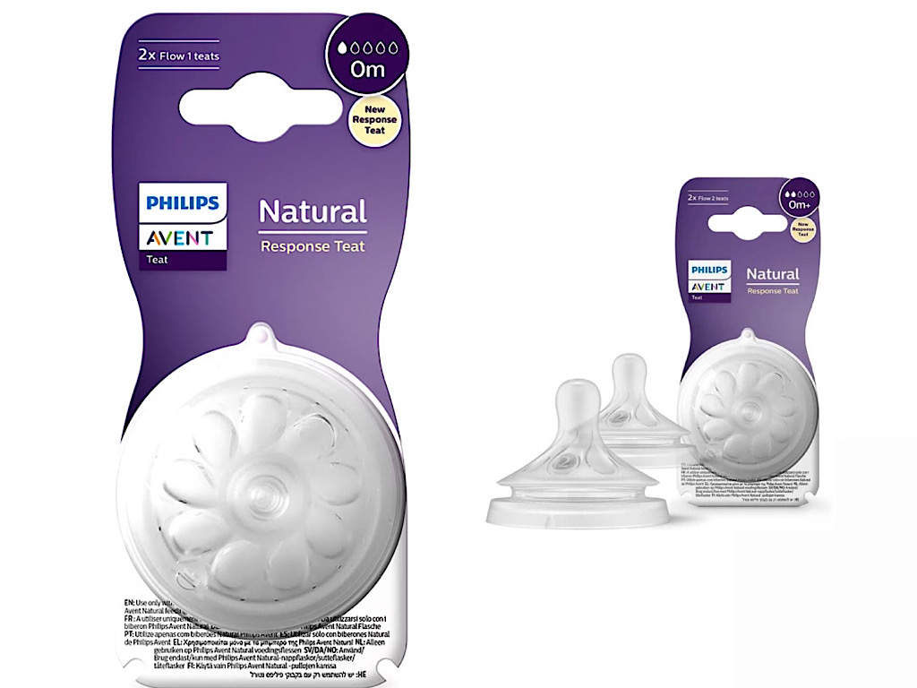 سر شیشه شیر 2 عددی سیلیکونی نوزادی 0 ماه به بالایک قطره و دو قطره اونتAVENT