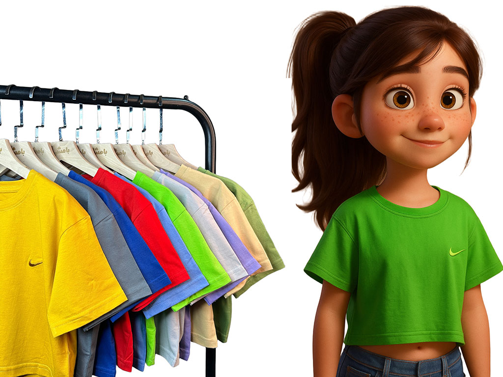 کراپ آستین دار دخترانه 1 سال طرح گلدوزی شده نایک بامشی bamshi