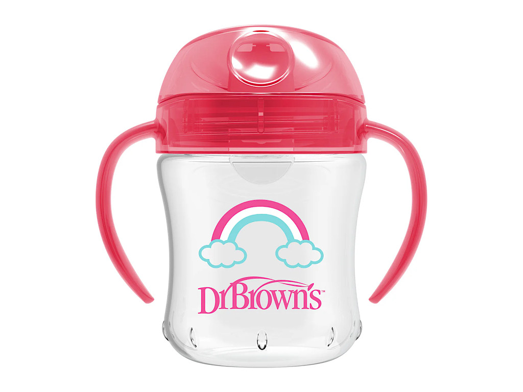 لیوان دسته دار نوزادی بالای6 ماه حجم 180 میلی لیتر طرح دار دکتر براون Dr Browns