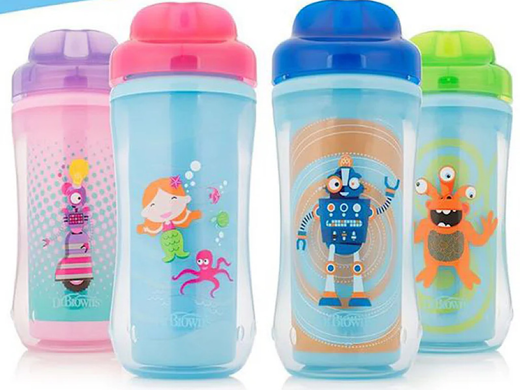 لیوان نوزادی دو جداره بالای 12 ماه حجم 300 میلی لیتر طرح دار با دهانه آسان نوش دکتر براون Dr Browns