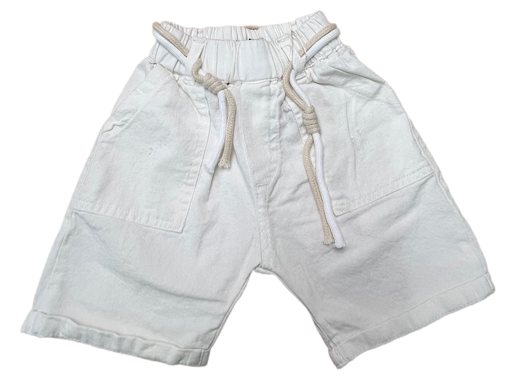 شلوارک کمرکش کتان رنگ سفید بامشی Bamshi