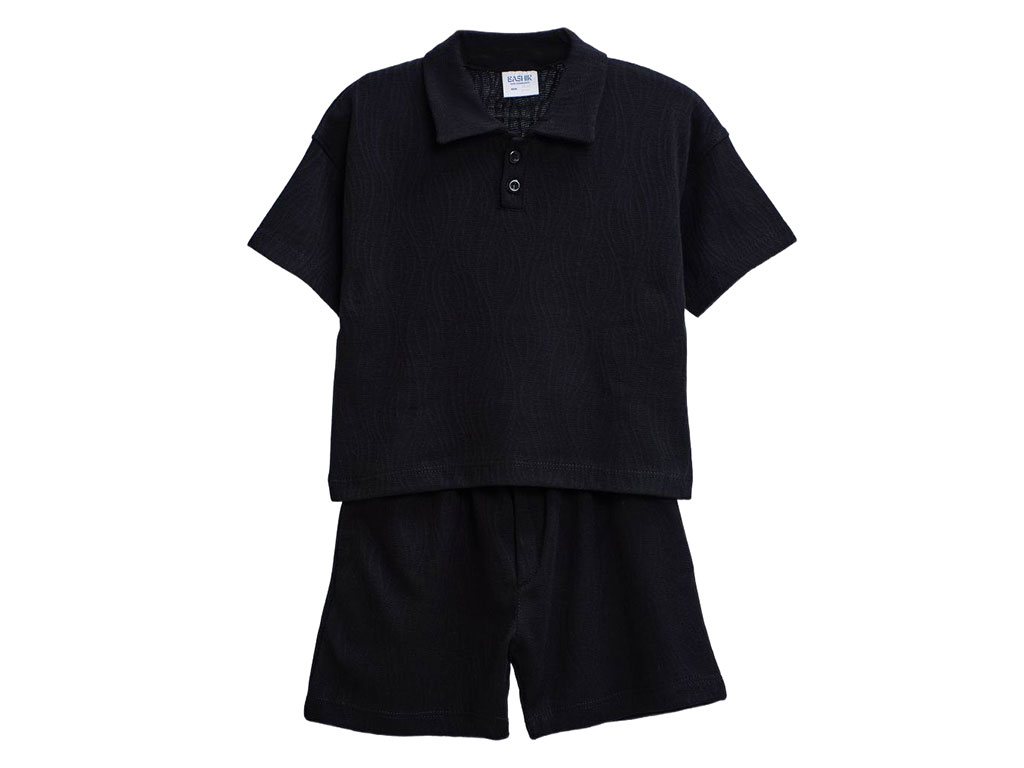 ست پلوشرت و شلوارک نوزاد و کودک پسرانه رنگ مشکی بشیر Bahhir