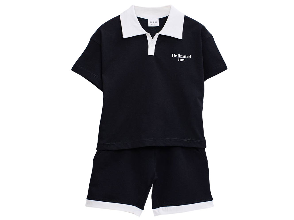 ست تیشرت و شلوارک نوزاد و کودک پسرانه رنگ مشکی بشیر Bahhir