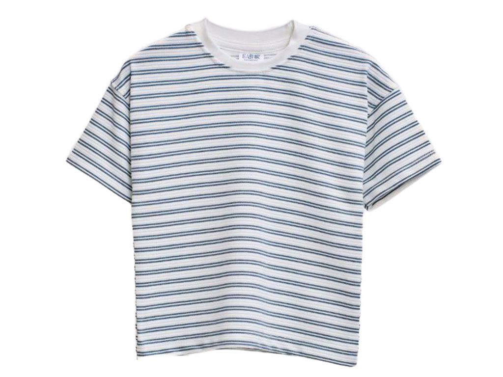 تیشرت نوزاد و کودک طرح راه راه طوسی بشیر Bahhir