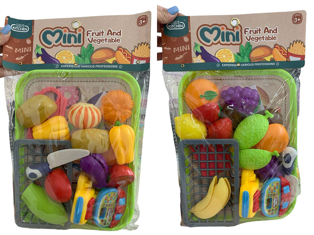 ست صیفی جات و میوه های برشی به صندوق فروشگاهی اسباب بازی