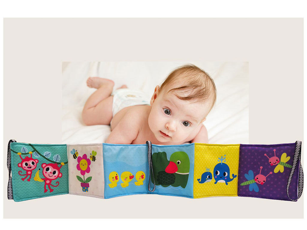 کتاب پارچه ای دور تخت رنگی جغجغه ای نوزادی انتشارات ماه کوچولو