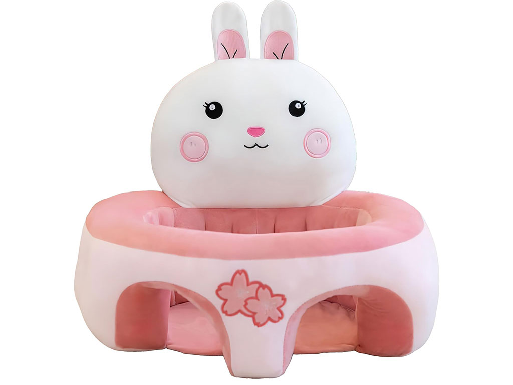 مبل آموزشی و مخملی نوزادی دخترانه رنگ صورتی طرح خرگوش