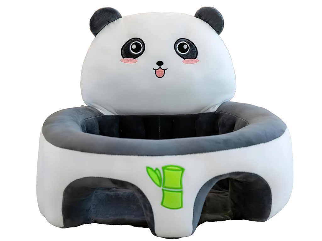 مبل آموزشی و مخملی نوزادی رنگ شیری-دودی طرح خرس پاندا