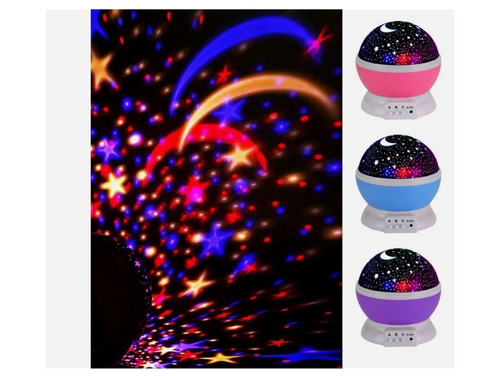 چراغ خواب ماه و ستاره نور شب کهکشانی چرخشی