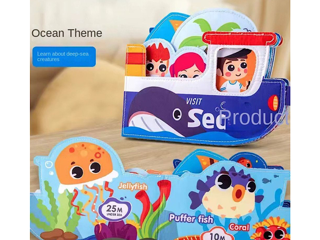 کتاب پارچه ای نوزادی طرح ماشین با آموزش حییوانات sobebear