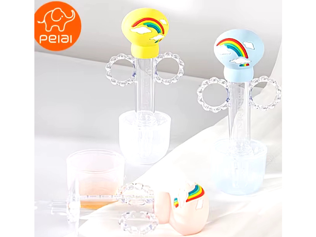 داروخوری نوزادی طرح سرنگ مدل رنگین کمان حجم 5ml دارای قاب