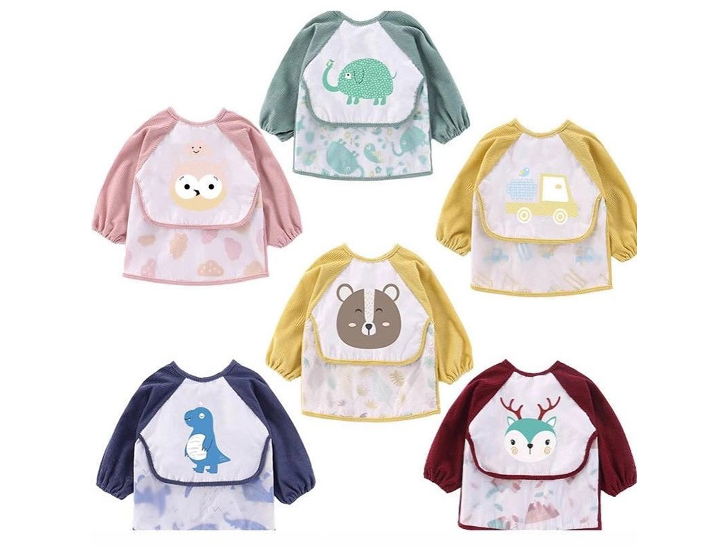 پیشبند آستین بلند مخمل کبریتی سایز L طرح دار کودک دکتر جیم DR GYM