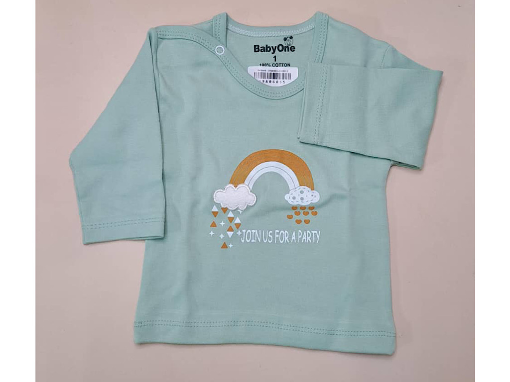 بلوز آستین بلند نوزادی طرح رنگن کمان بیبی وان baby one