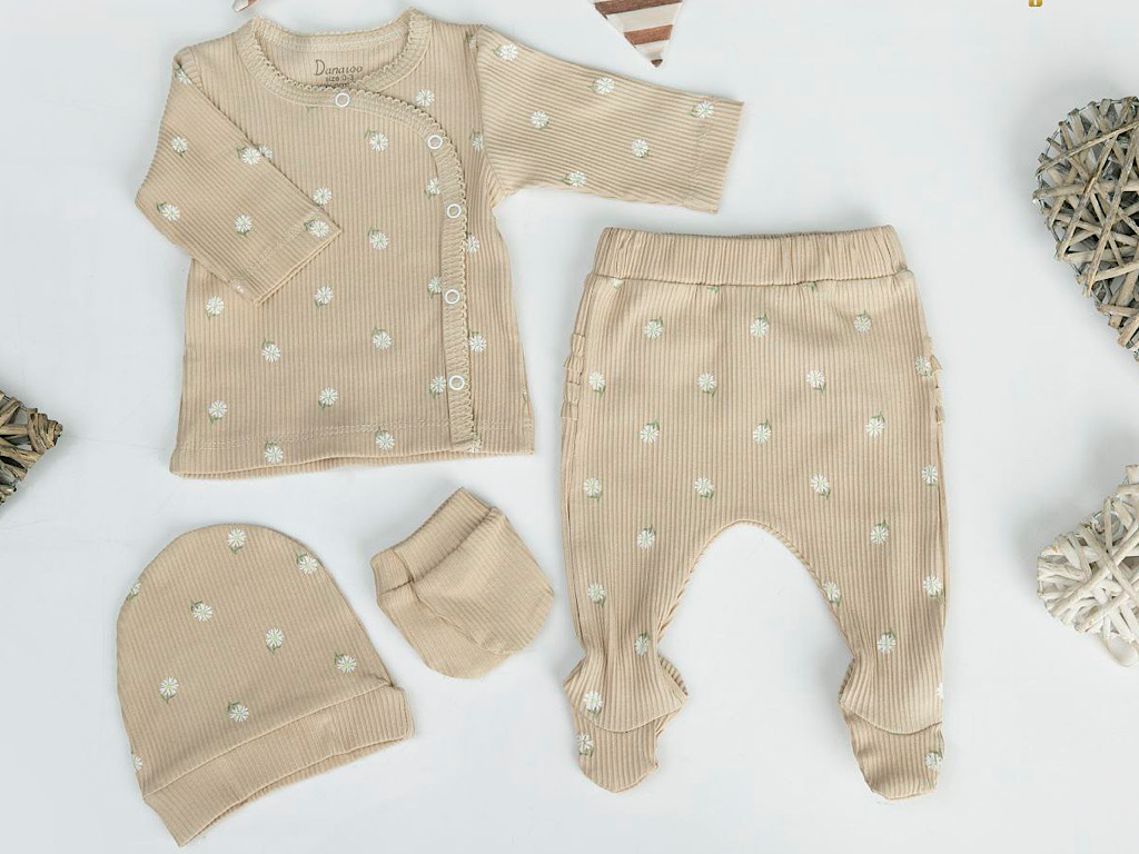 ست بیمارستانی 4 تکه نوزادی طرح گل آکاردئونی دانالو Danaloo