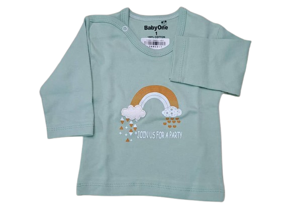 بلوز آستین بلند نوزادی طرح رنگن کمان بیبی وان baby one