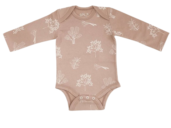 بادی آستین بلند نوزادی طرح گنجشک و شاخه شابن Shabenbaby