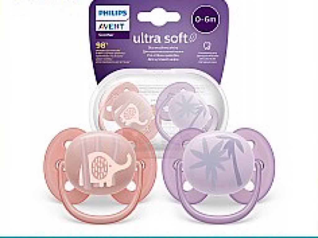پستانک ارتودنسی دو عددی نوزادی 6-0 ماه مدل ultra soft فیلیپس اونت philips avent