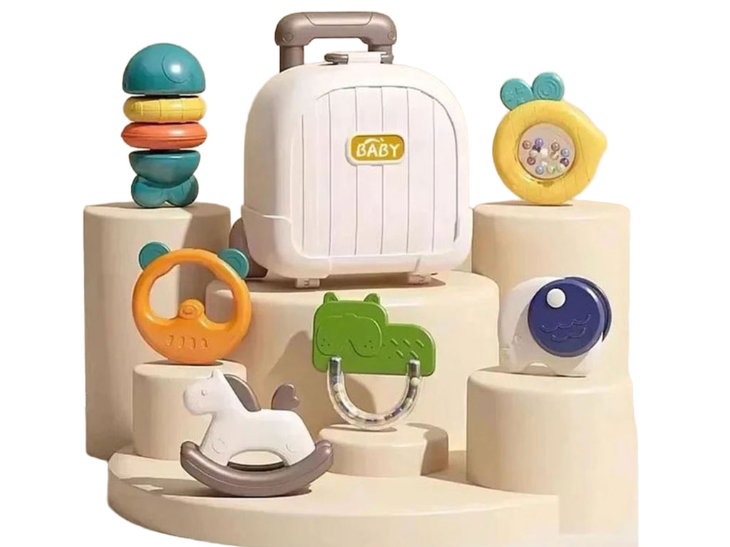 ست جغجغه و دندانگیر صندوقی چمدانی نوزادی 6 عددی VIVAKIDS