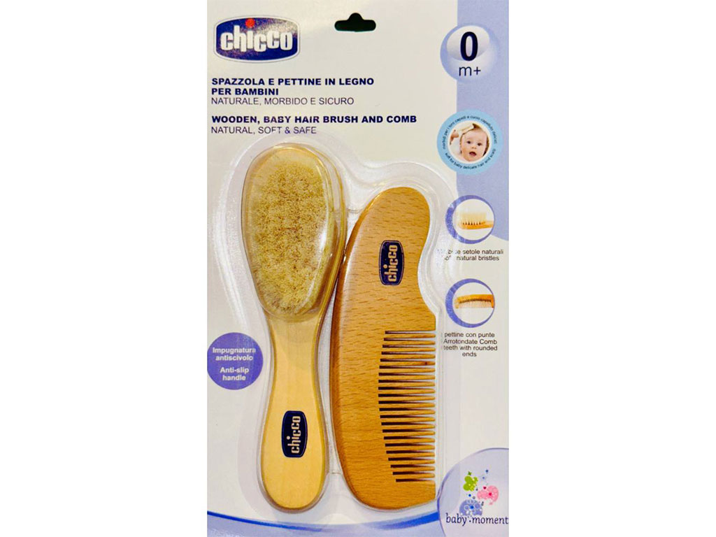 ست شانه و برس چوبی نوزادی چیکو chicco