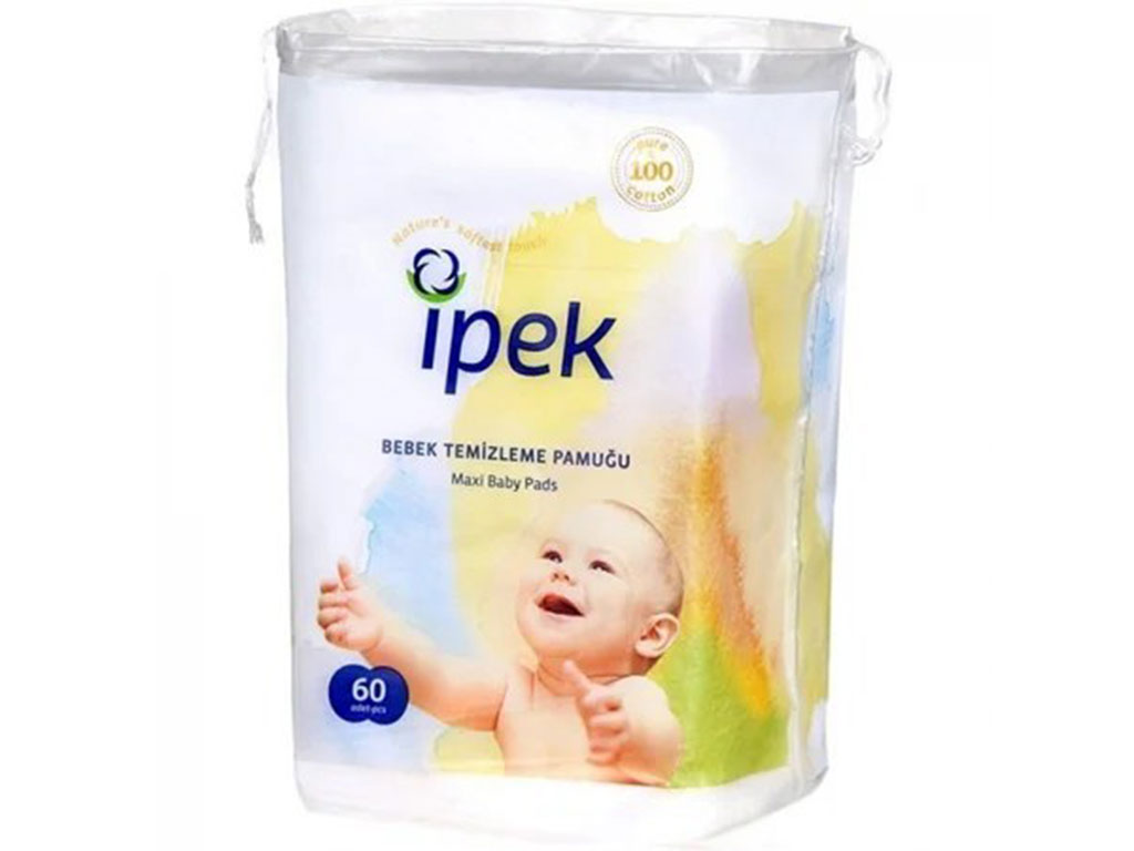 پد پنبه ای نوزاد و کودک 60 عددی ipek