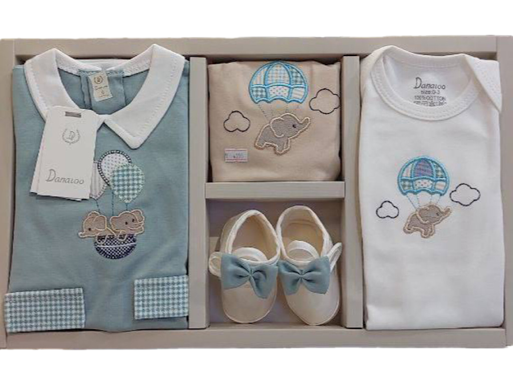 ست بیمارستانی 9 تکه نوزادی پسرانه طرح فیل و بالن دانالو Danaloo