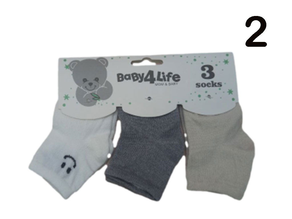 جوراب مچی 3 عددی 6-0 ماه بیبی فور لایف baby 4 life