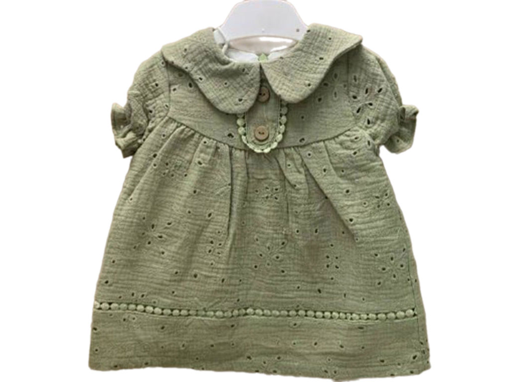 پیراهن دخترانه دانتل دوزی شده رنگ سبز zara