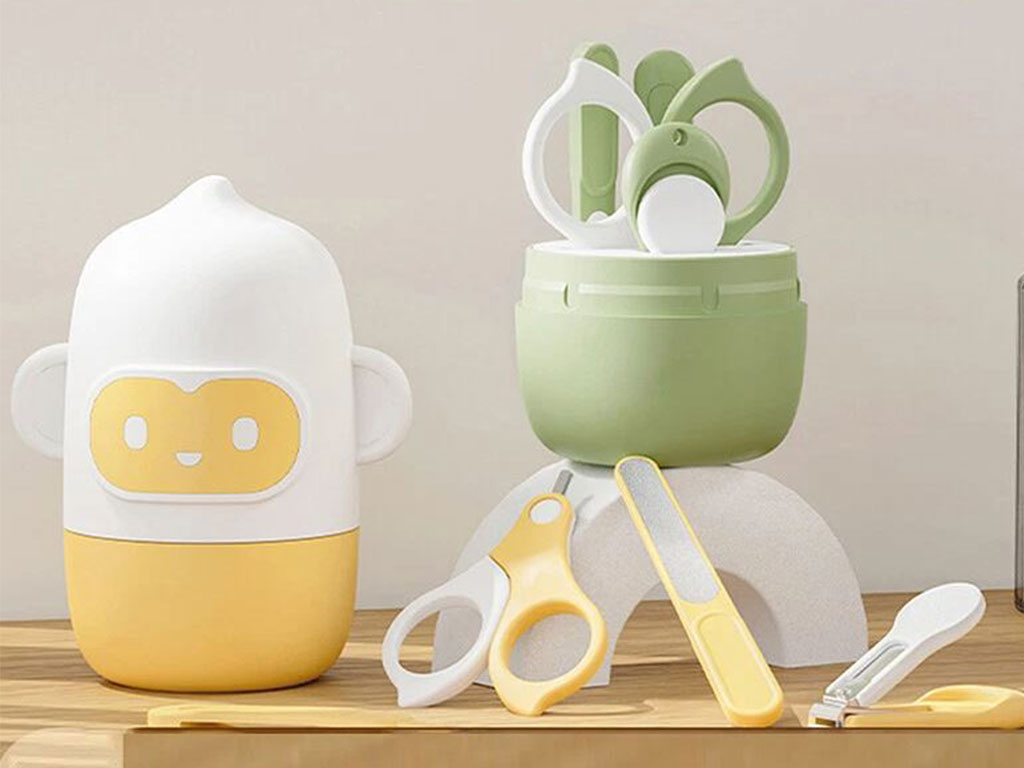 ست ناخن گیر نوزادی کاپدار تخم مرغی شکل طرح میمون