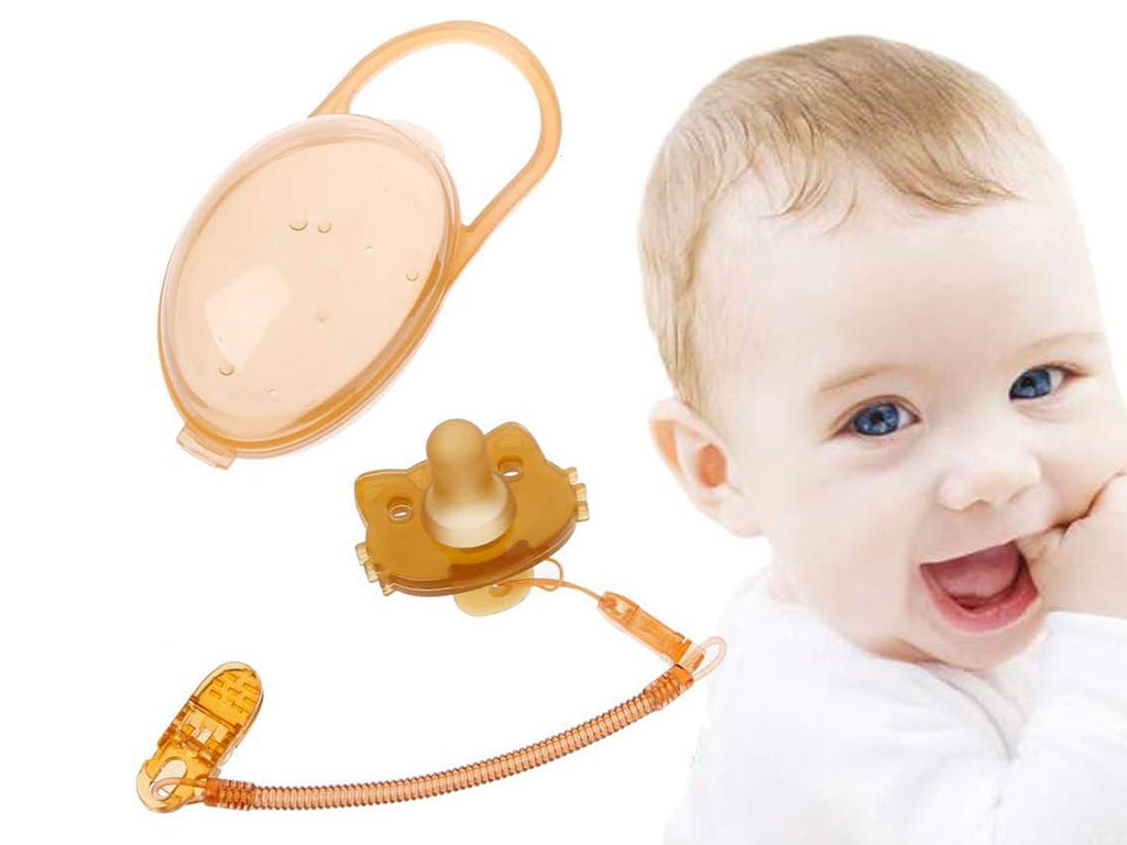 پستانک نوزادی به همراه زنجیر و قاب طرح هی اور شی