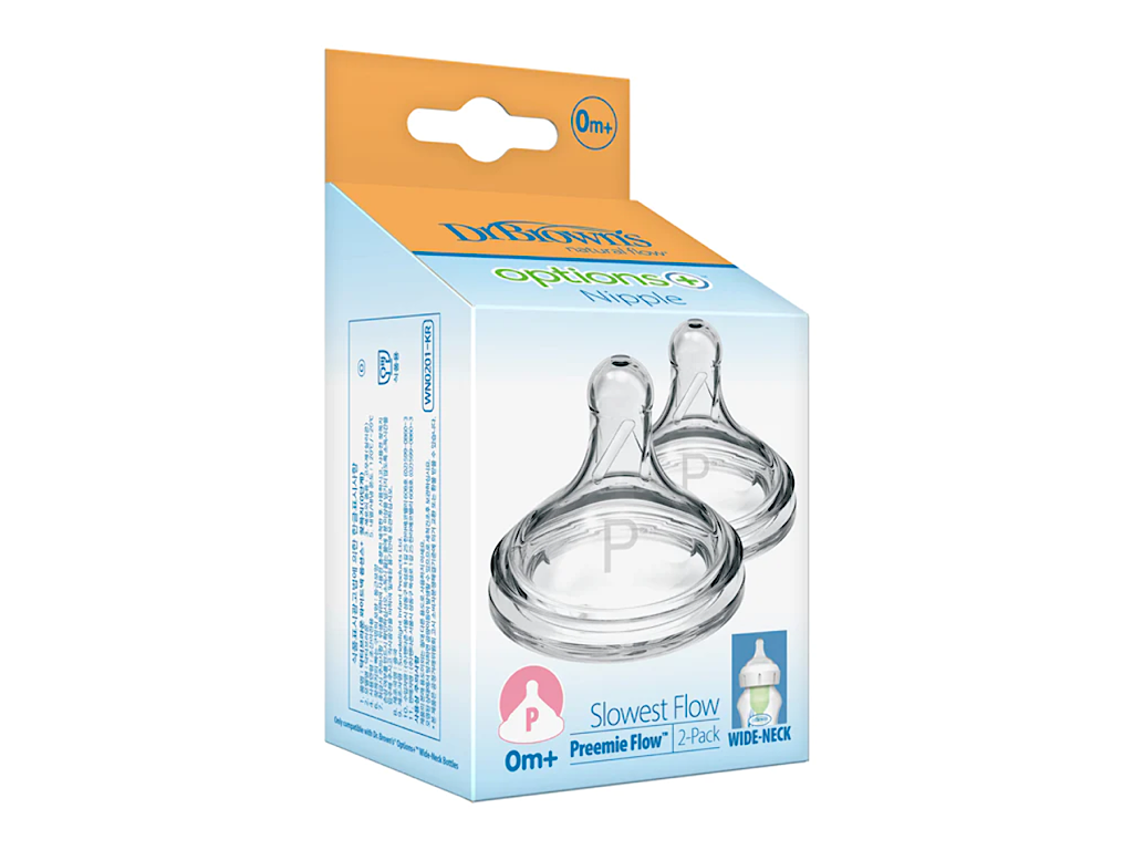 سر شیشه شیر سیلیکونی +0 ماه نوزادی wide-neck دهانه عریض level Preemie flow دو عددی دکتر براون Dr Browns