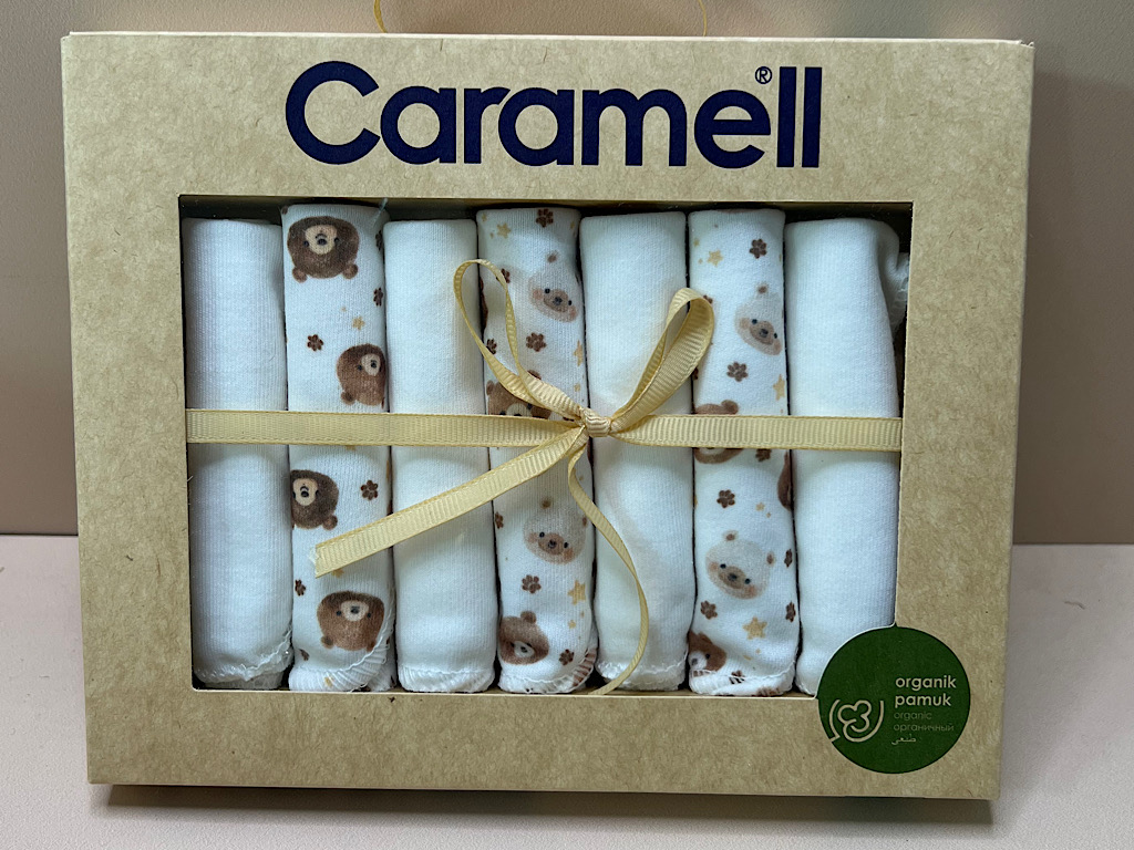 پک دستمال دهان 7 عددی طرحدار تدی و رنگین کمان  کارامل caramell