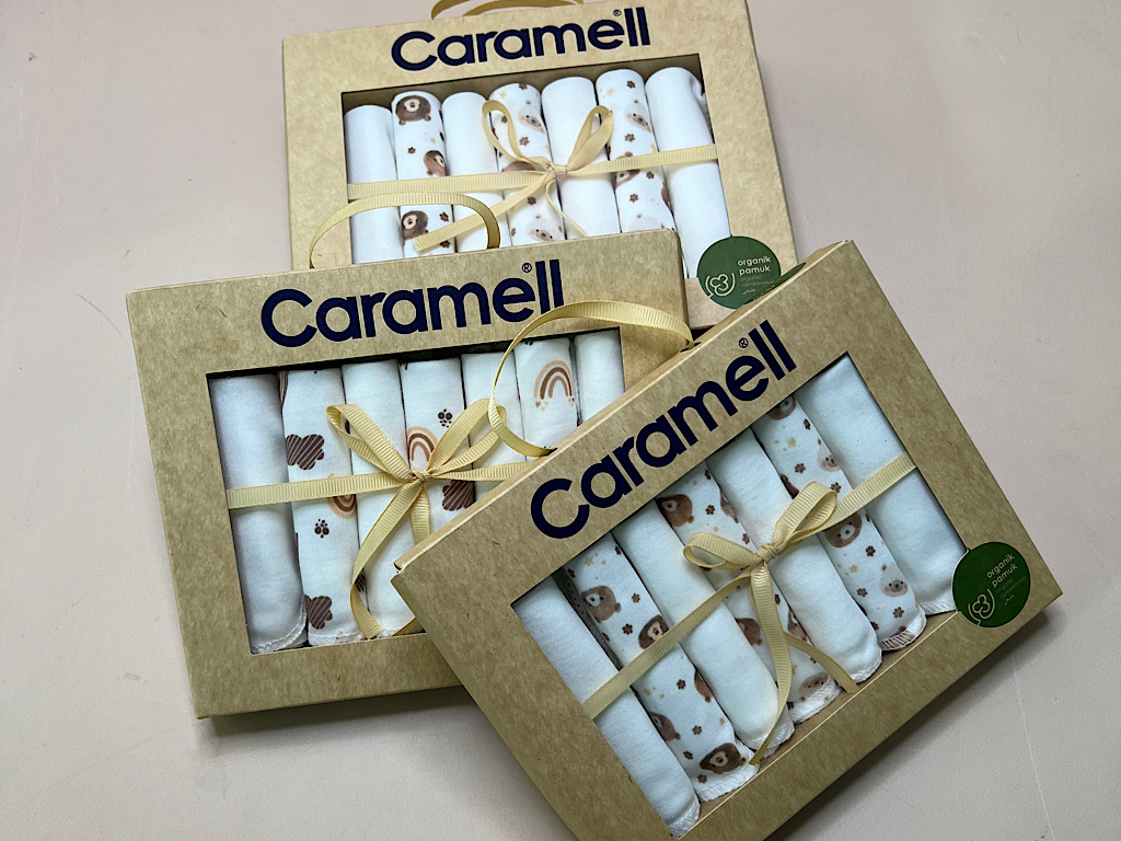 پک دستمال دهان 7 عددی طرحدار تدی و رنگین کمان  کارامل caramell