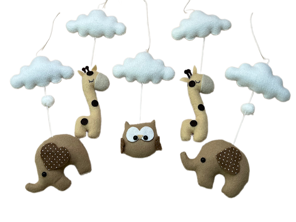 آویز موزیکال و چرخشی بالای تخت نوزاد نمدی NINA