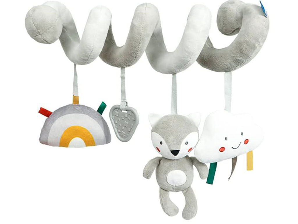 آویز تخت و کریر مارپیچ جغجغه ای و دندانگیر دار نوزادی طرح روباه و ابر آی پینکی Aipinqi