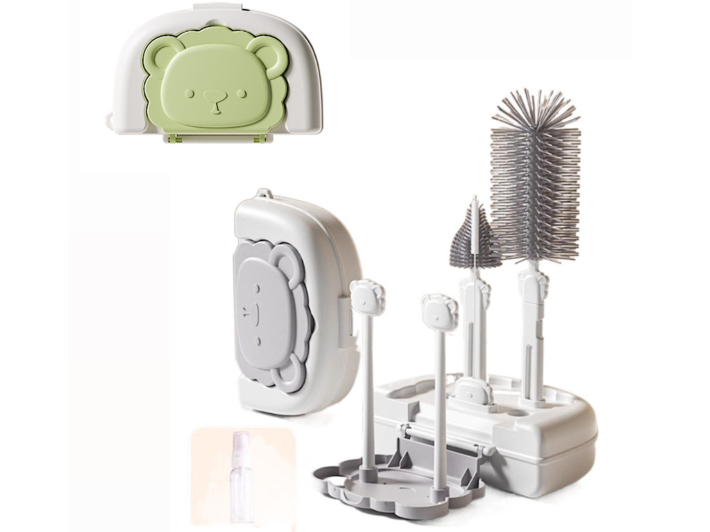 آبچکان و شیشه شور سیلیکونی قاب دار لوازم نوزاد و کودک طرح شیر