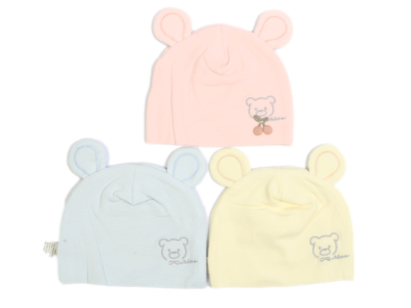 کلاه نخی دو لایه نوزادی طرح خرس (0-6 ماه) نانانکین nannanqin