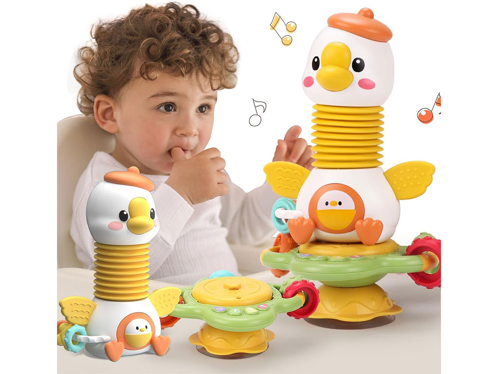 جغجغه موزیکال با پایه چسبان طرح غاز اسباب بازی