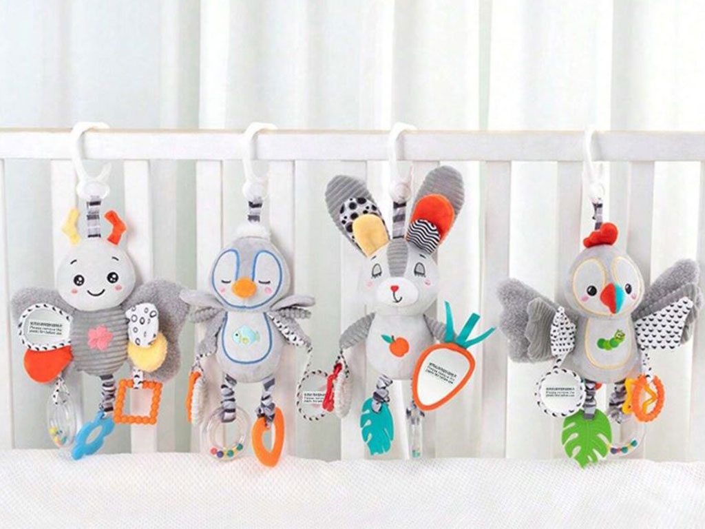 آویز تخت و کریر جغجغه ای و دندانگیر دار نوزادی هپی مانکیHAPPY MONKEY