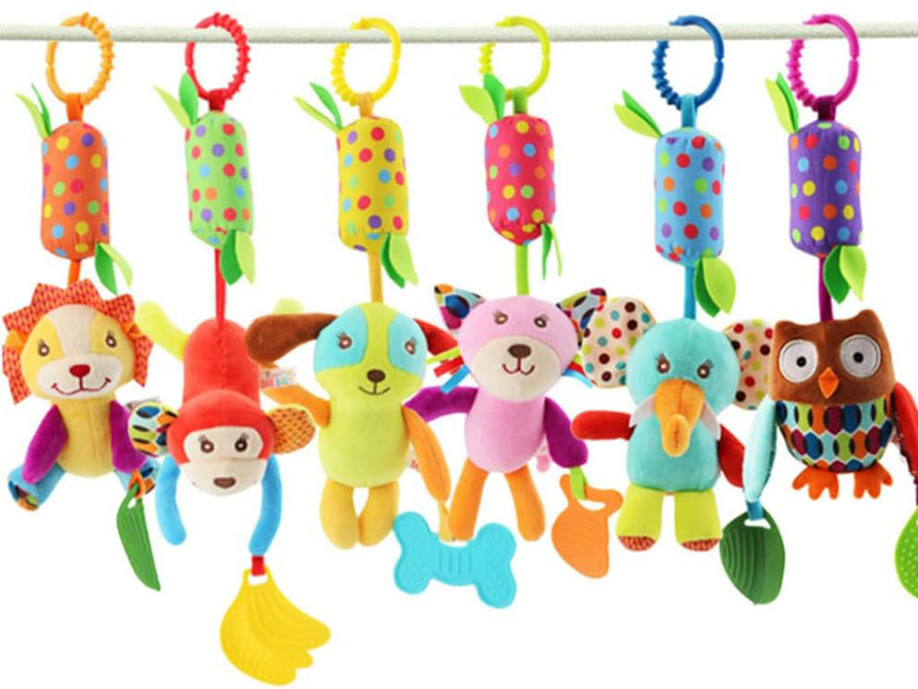 آویز کریر دندانگیردار جغجغه ای مخمل طرح حیوانات skk baby