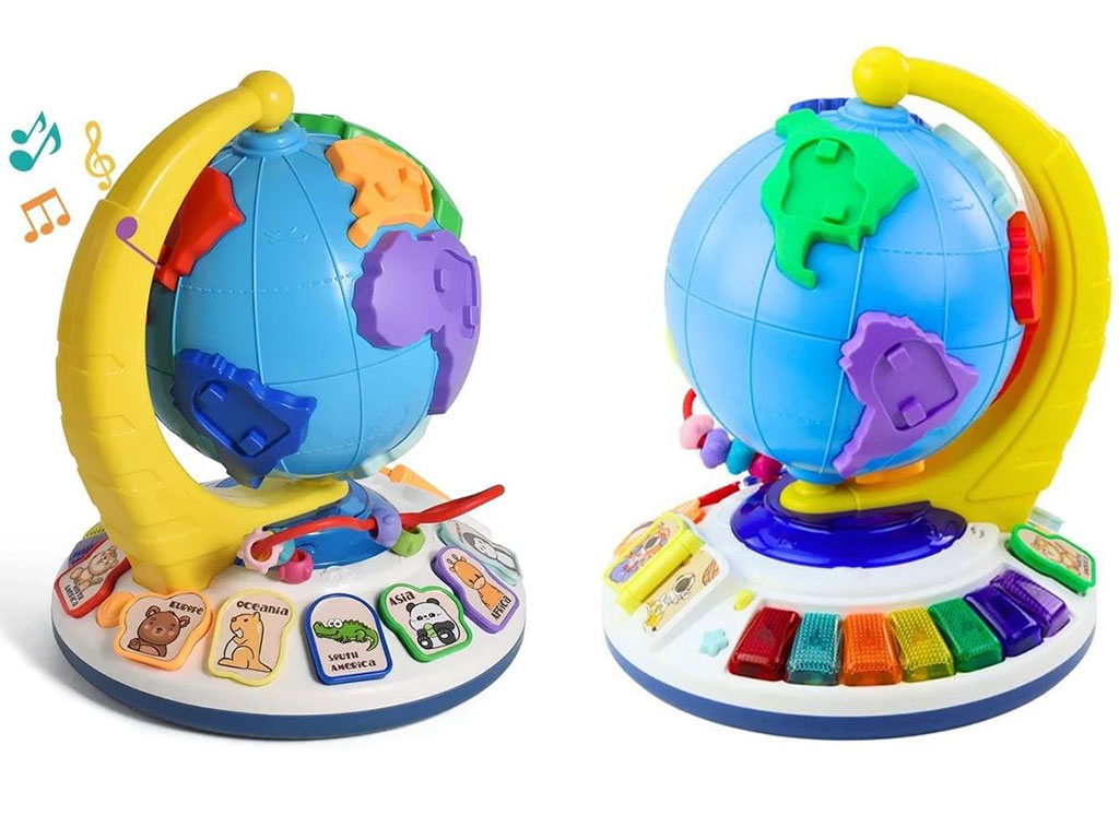 کره زمین موزیکال و چراغ دار با جایگزاری اشکال اسباب بازی Abero
