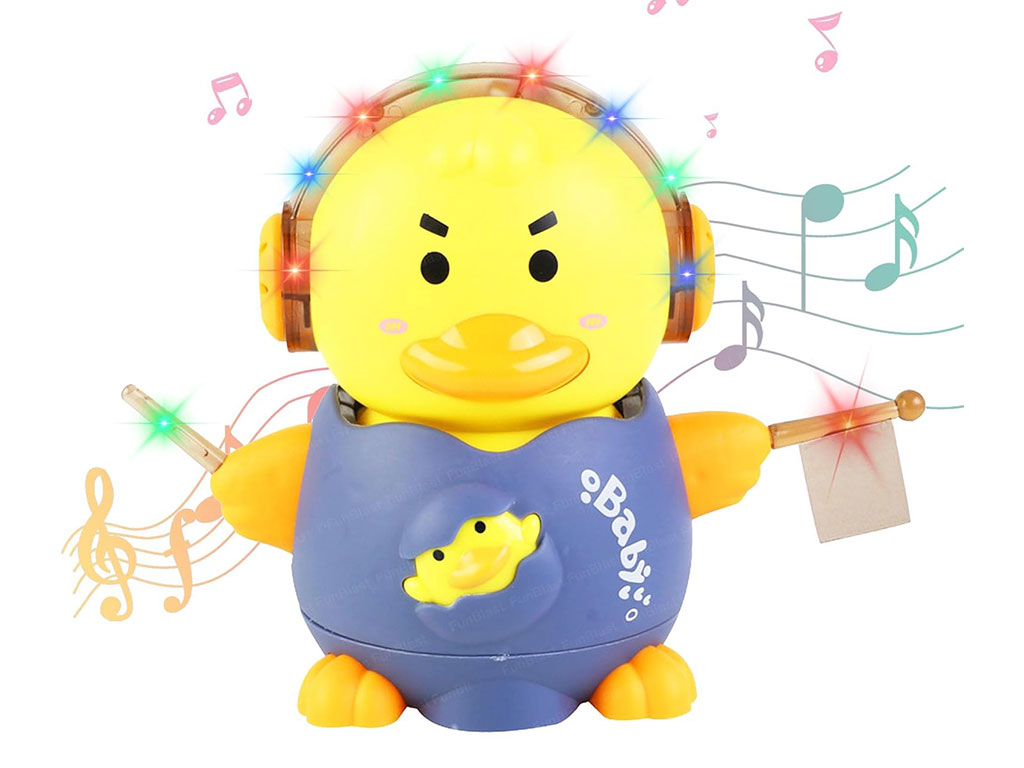 جوجه اردک موزیکال و چراغ دار با چرخش 360 درجه اسباب بازی