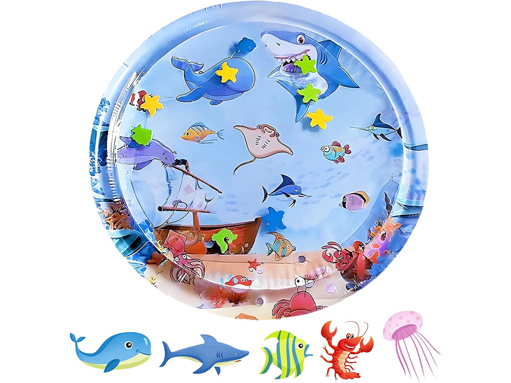 سفره آکواریومی (واتر مت) مدل دایره ای طرح حیوانات دریایی (سایز بزرگ)