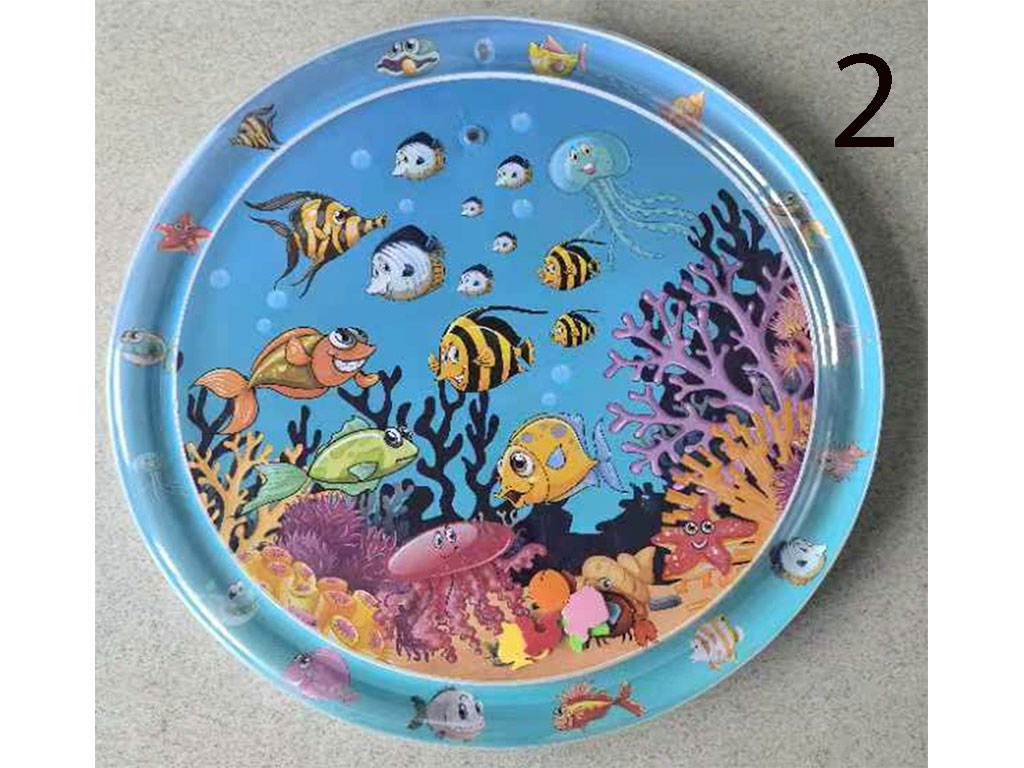 سفره آکواریومی (واتر مت) مدل دایره ای طرح حیوانات دریایی (سایز بزرگ)