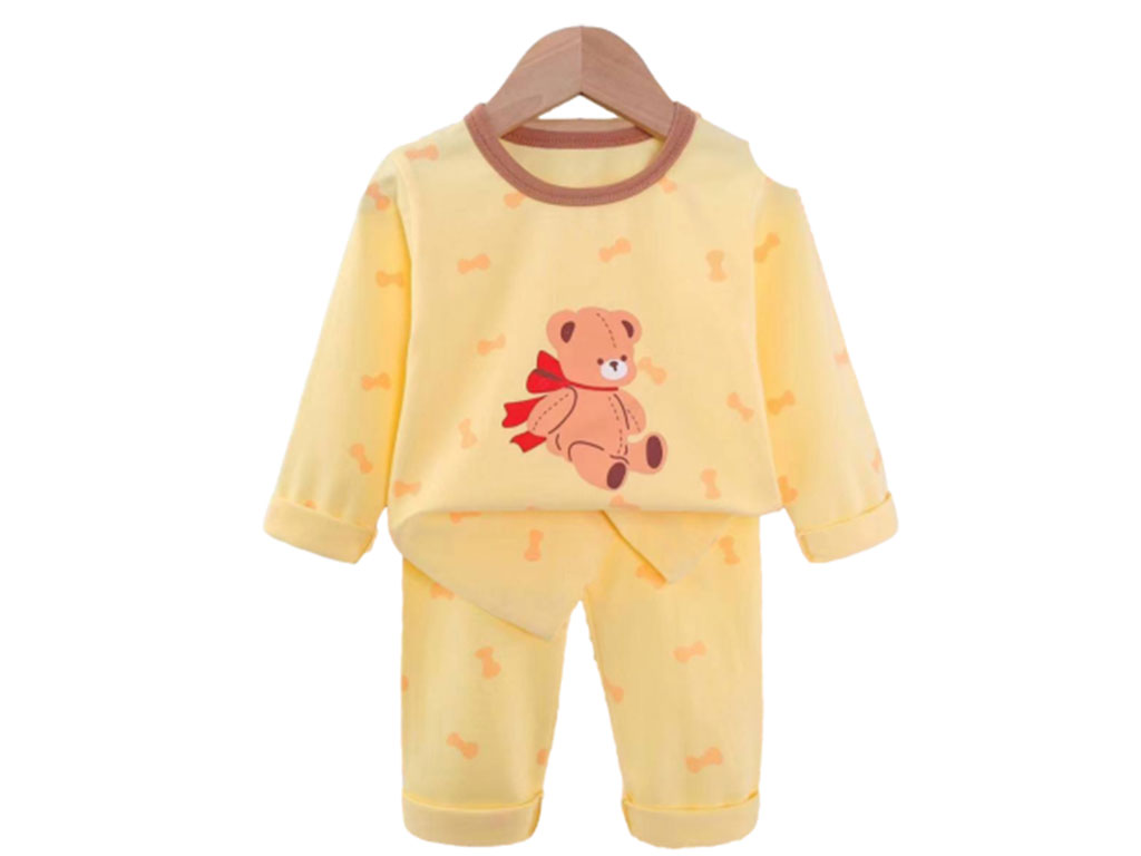 بلوز و شلوار راحتی دخترانه رنگ زرد طرح خرس تدی