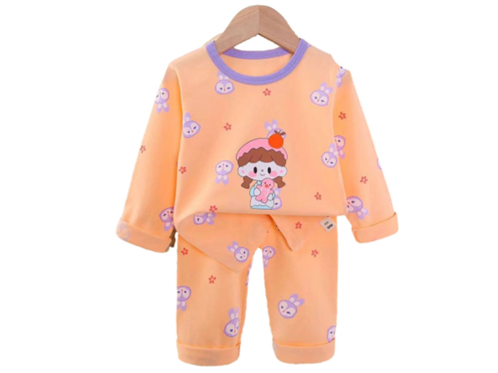 بلوز و شلوار راحتی دخترانه رنگ گلبهی طرح دختر و خرگوش